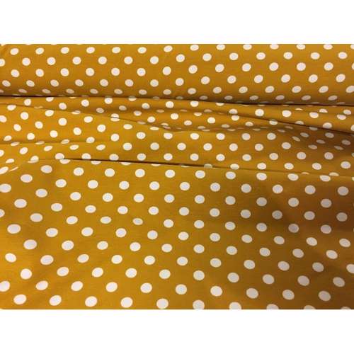Bomuldsjersey - mustard / karry med hvide prikker